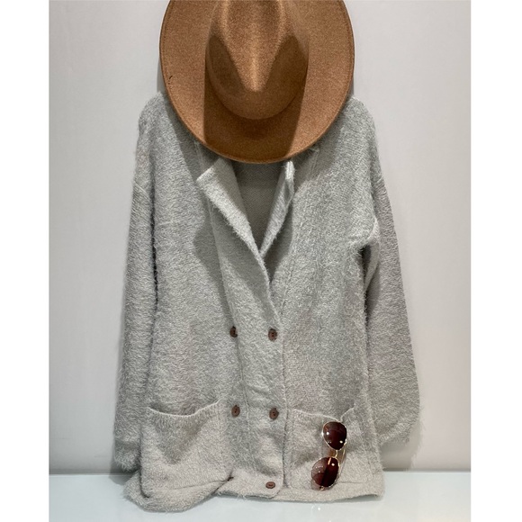 Light Gray Fuzzy Luxury Cardigan - Picture 6 of 11